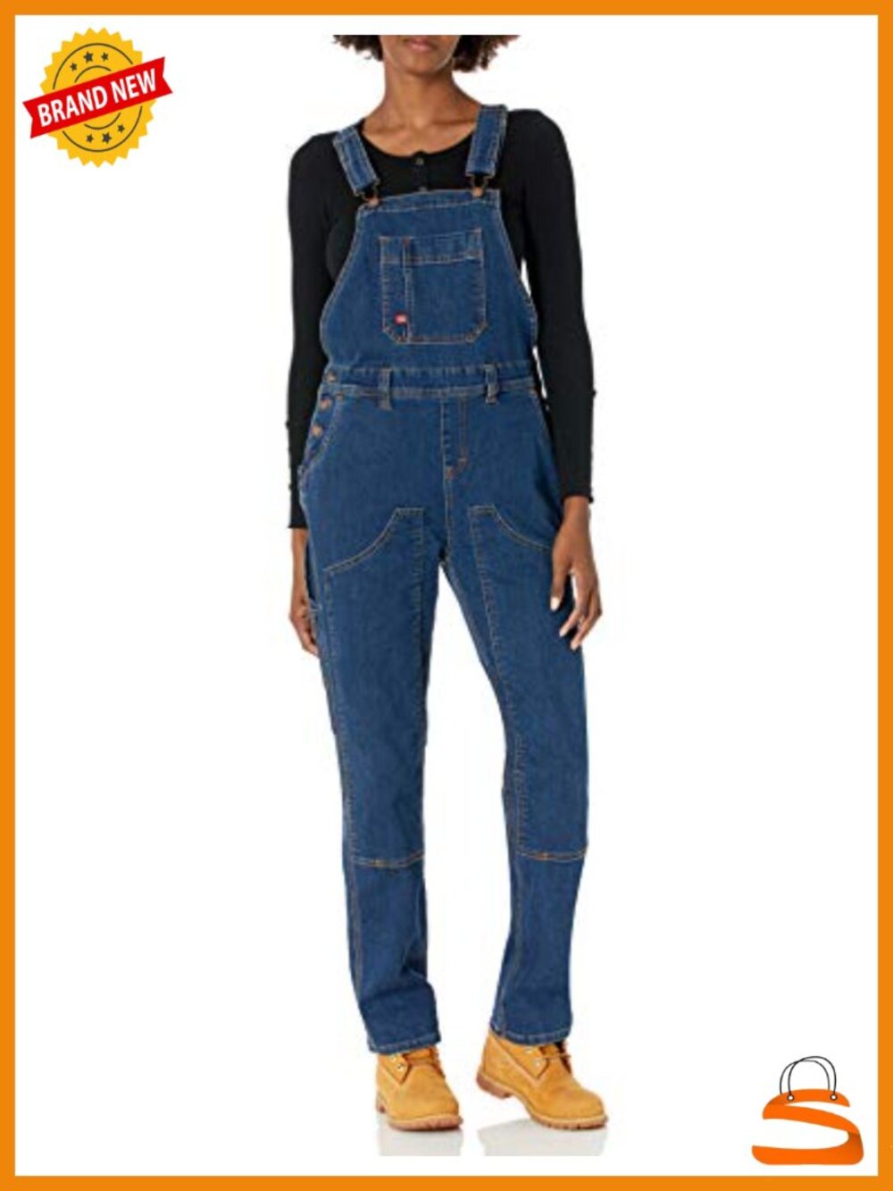 Double Front Bib Overalls with 9 Pockets Knee Pad Openings